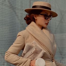 2020 Autumn Winter Khaki Wool Hats for Women Elegance British Style Vintage Top Hat Ladies