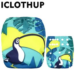 ICLOTHUP Digital Prints Big Suede Cloth Pocket Diaper,With One Front Pocket,Waterproof And Breathable,For 2 Year Up Baby 201117