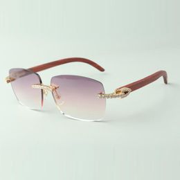 Direct sales endless diamond sunglasses 3524025 with original wooden temples designer glasses, size: 18-135 mm