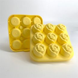 Rose Flower Shape Reusable Ice-Cream Mould Tools 9 Lattice Silicone Ice Cube Maker Mold ice-cube Tray DHL FREE YT199503