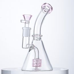 6 Inch Mini Hookah Water Pipes Dab Rig Oil Rigs With Bowl Glass beaker Bong 14mm Joint Showerhead Perc Heady Pink Small Bongs Pipe