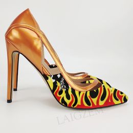 Hot Sale-Women Cut Outs Patchwork Slim High Heels Pumps Party Evening Dress Ladies Shoes Woman Zapatos Size 34 43 44 46 47210