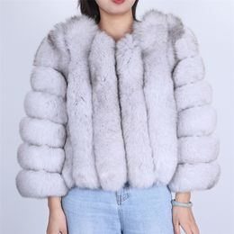 Winter fox jacket ladies leather coat natural fox fur warm pike coat natural fur vest raccoon fur 201212
