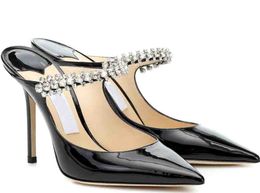 Элегантные женские туфли-лодочки Bing, сексуальные туфли с острым носком, хрустальные ремни, туфли на шпильках, женское платье на высоком каблуке, вечерние свадебные свадебные лучший подарок с коробкой, EU35