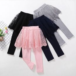 Baby Girls Leggings Kids Lace Princess Skirt Pants Spring Autumn Children Cotton Trousers 1-8 Years Girl Solid Colour 20220228 Q2