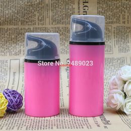 50ml Rose Red Empty Airless Pump bottles With Black Head Mini Portable Vacuum Cosmetic Lotion Treatment Travel bottle 100pcs/lotpls order