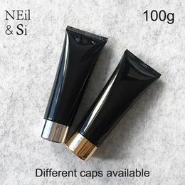 cosmetic supply wholesale UK - Free Shipping 100g Black Plastic Cosmetic Cream Bottle 100ml Facial Cleanser Lotion Tube Hotel Supply Shampoo Packing Bottles1