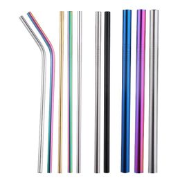 8mm Diameter Food Grade Drinking Straws Reusable Metail Milkshake 8,46inch Stainless Steel Bent and Straight Straw