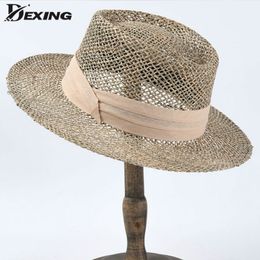 New Breathable Green Grass Sun Hats for Women Ladies Summer Korean Natural Straw Hat Beach Hat Fashion UV Protection Cap Y200714