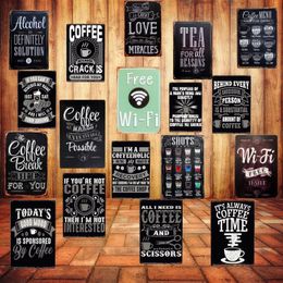 Free WIFI Shabby Chic Home Bar Cafe Vintage Wall Decor Art Metal Tin Signs Coffee Bar store Pub Tavern Retro Decorative Plates Metal Poster size 30X20cm