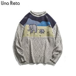 Una Reta Men Sweater New Autumn Winter Men Clothing Embroidery Elephant Pullover Men's Sweater Pull Homme Loose Sweater Men 201026