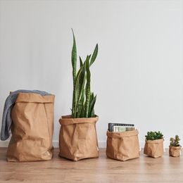 Storage Bags Flower Vase Bag Basket Flowerpot Cover Baby Clothing Toy Organiser Kraft Paper Washable Plants Vegetable Grow