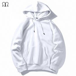 Warm Fleece Hoodies Men Sweatshirts New Spring Autumn Solid White Colour Hip Hop Streetwear Hoody Man's Clothing EU SZIE XXL 201114