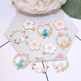 20pcs Alloy Enamel Charms Pendant Garland Cat Necklace Jewellery Accessories DIY Designer Charms Keychain Earring