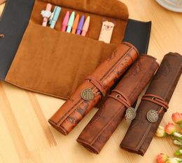 Pencil Bags Treasure Map Pen Bag Antique Nautical Pencil Case Big Capacity Pencil Bag Soft Leather Boxes Women Men Kids Bag SN1717