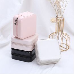 PU Leather Jewelry Box Portable Travel Jewel Case Ear Studs Necklace Storage Box Jewelry Earrings Ring Boxes Storage Bins T9I00941
