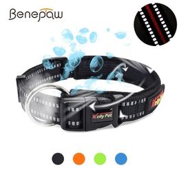 Benepaw Adjustable Mesh Dog Collar Nylon 4 Colours Breathable Padded Puppy Pet Collar Reflective Comfy Small Medium Large Dog LJ201109