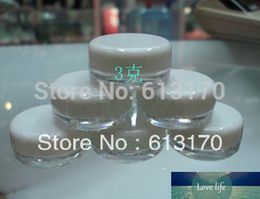Cosmetic Jars Packing Container Cream Sample Cap 200pcs/lot 3g White Plastic 3ml Clear Empty For Face Care Mini Free Shipping