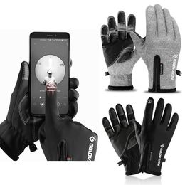 2021 New Outdoor waterproof gloves Winter touch screen Windproof warm cycling for men and women All finger zipper sport gloves with plush