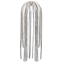 StoneFans Trendy Rhinestone Hair Accessories Chain for Women Jewellery Elegant Full Crystal Tassel Hairbands Long Chain Headwear W0104
