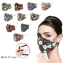 Fashion printed cotton design face mask dust respirator can be washed with water and inserted with Philtres face masks ZZC3438