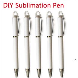 Sublimation Blank Ballpoint Pen White DIY Advertising Business Heat Transfer Printing Gel Pen RRA11359