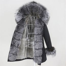 OFTBUY Waterproof Winter Jacket Women Long Parka Real Rabbit Fur Coat Natural Raccoon Fox Fur Collar Hood Warm Streetwear 201103