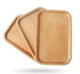 Square Fruits Platter Plates Dish Wooden Dessert Biscuits Plate Dish Tea Server Tray Wood Cup Holder Bowl Pad Tableware