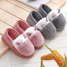 35-40 4 Colours Women Home Leisure Cosy Anti Slip Shoes Indoor Warm Cute Rabbit Ears Cotton Bedroom Slippers Y1120