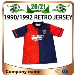 90/92 Retro Cagliari Calcio Jersey 199/1992 Home JOAO PEDRO SIMEONE NAINGGOLAN GODIN Soccer Shirt Red Football Uniforms