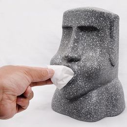 Creative Tissue Box Easter Island Moai Shape Paper Holder Stone Figure Napkin Case for Home Car Restaurant Size M Y200328