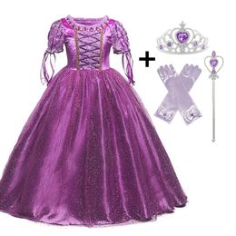 Princess Cosplay Costume Elegant Princess Dress for Girls Children's Party Dress-up 4-10T Kids Ball Gown 201202