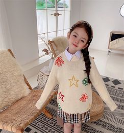 Fashion-children's clothes girls sweaters printed long sleeve girl knitted pullover sweater for girls kids casual sweaters