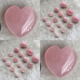 Natural Crystals Stones Heartshaped Love Pink Healing Ornaments Carved Arts And Crafts Gemstone Womens Beautiful Beautiful New 5tr3 M2