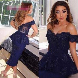 2020 lace Tea Length sheath Mother Of The Bride Dresses Boat Neck Mother Of The Bride Dresses For Weddings Navy Blue Bride Mother Dress