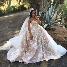 Plus Size Modest Sweetheart Neck Lace Beaded Wedding Dresses Sleeveless Robe De Mariee Custom Made