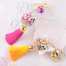 Cute cartoon lady bag pendant decoration creative little lion key chain dance lion car key pendant