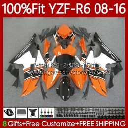 OEM Body For YAMAHA YZF-R6 YZF600 YZF R 6 YZF R6 600 YZFR6 08 09 10 11 12 13 14 15 16 99No.54 YZF-600 Orange white 2008 2009 2010 2011 2012 2013 2014 2015 2016 Injection Fairing