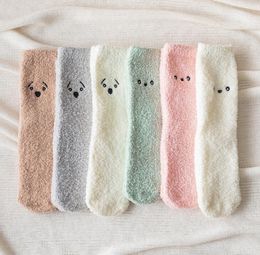 Cute cartoon Socks For girls Super soft Coral Fleece Warm Stockings For Woman and Kids