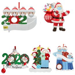 Resin 2020 Quarantine Christmas Ornament Pendant Family Gift Birthdays Party Decoration Gift Santa Claus Xmas Tree Ornament