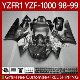 Motorcycle Bodywork For YAMAHA YZF-R1 YZF1000 YZF R 1 1000 CC 98-01 Bodys 82No.77 YZF Glossy grey R1 1000CC 1998 1999 2000 2001 YZF-1000 YZFR1 98 99 00 01 OEM Fairing Kit