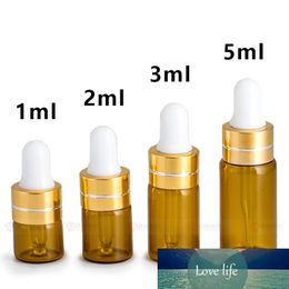 100 X 1ml 2ml 3ml 5ml Mini Empty Glass Dropper Bottle Small Sample Portable Aromatherapy Esstenial Oil Liquid Amber Bottles