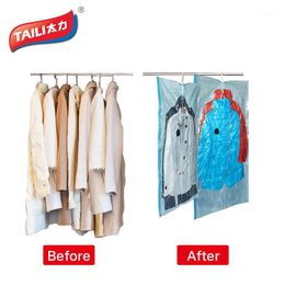 Wholesale- Vacuum Bags for Clothes Hanging Wardrobe Storage Organizador Cover for Clothes Space Saver Bag Vacuum Package Storage Bag1