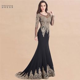 Kaftan Dubai Black Lace Mermaid Evening Dresses Long Sleeve Formal Evening Prom Gowns Women Vestido Longo Robe de Soiree Longue LJ201124