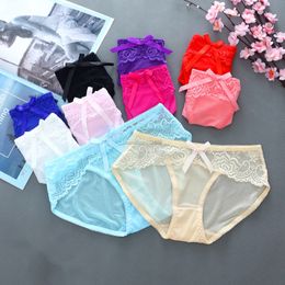 Gauze See Through Panties Briefs Sexy Lace Bow knot women underwear panty Sexy Lingerie Women clothes will and sandy gift