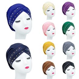 Beanie/Skull Caps Winter Warm Women Beads Elastic Turban Hat Muslim Cancer Chemo Cap Headscarf Wrap1