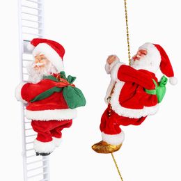 Creative Electric Climbing Ladder Santa Claus Christmas Decor for Home New Year 2021 Xmas Kids Gifts Toys Party Hanging Ornament 201128