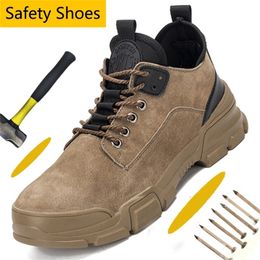 Suede Leather Steel Toe Athletic Safety Industrial & Construction Indestructible Work Outdoor Shoes Men Y200915