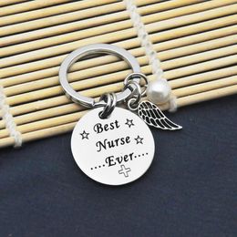 Silver Colour Keychain Women BEST NURSE EVER Keyring Creative Key Chain Women Charm Pendant Simple Gifts For Nurses