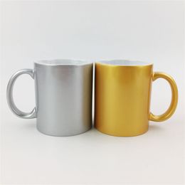 Sublimation Blanks Pearl Light Mug Sublimation Blanks 350ml White Coating Ceramics Mugs Heat Resistant With Handle Flat Kitchen Home 5ty M2
